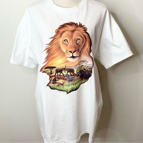1998 Delta Pro Weight Fun-Raiser U.S.A. Lion Safari Graphic Tee Shirt Large - Picture 1 of 9